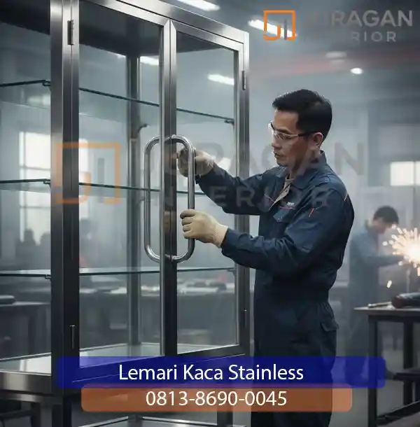 lemari kaca stainless (display cabinet )