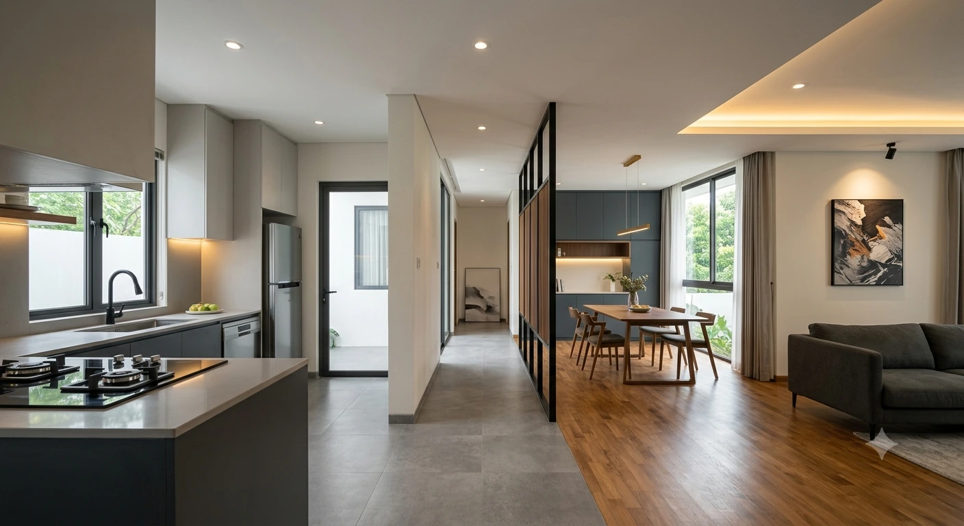 Desain interior rumah minimalis modern dengan konsep open-plan layout