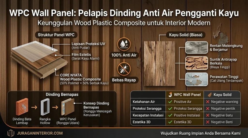 WPC Wall Panel: Jual Pelapis Dinding Anti Air Pengganti Kayu