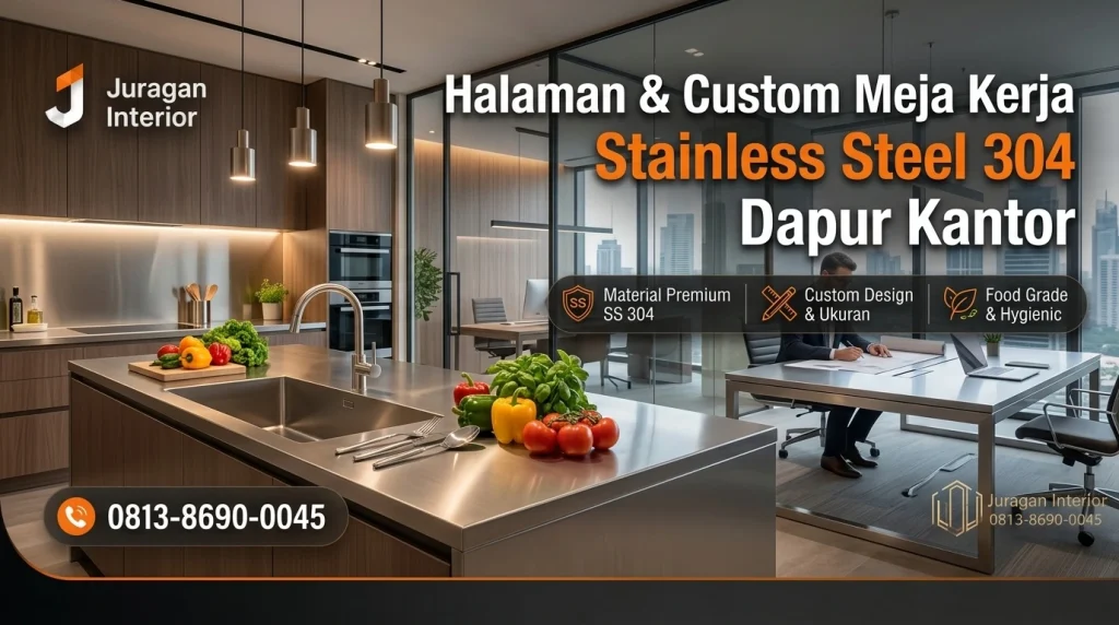 Harga & Custom Meja Kerja Stainless Steel 304 Dapur Kantor