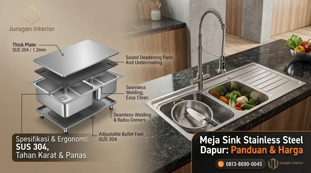 Meja Sink Stainless Steel Dapur: Panduan & Harga