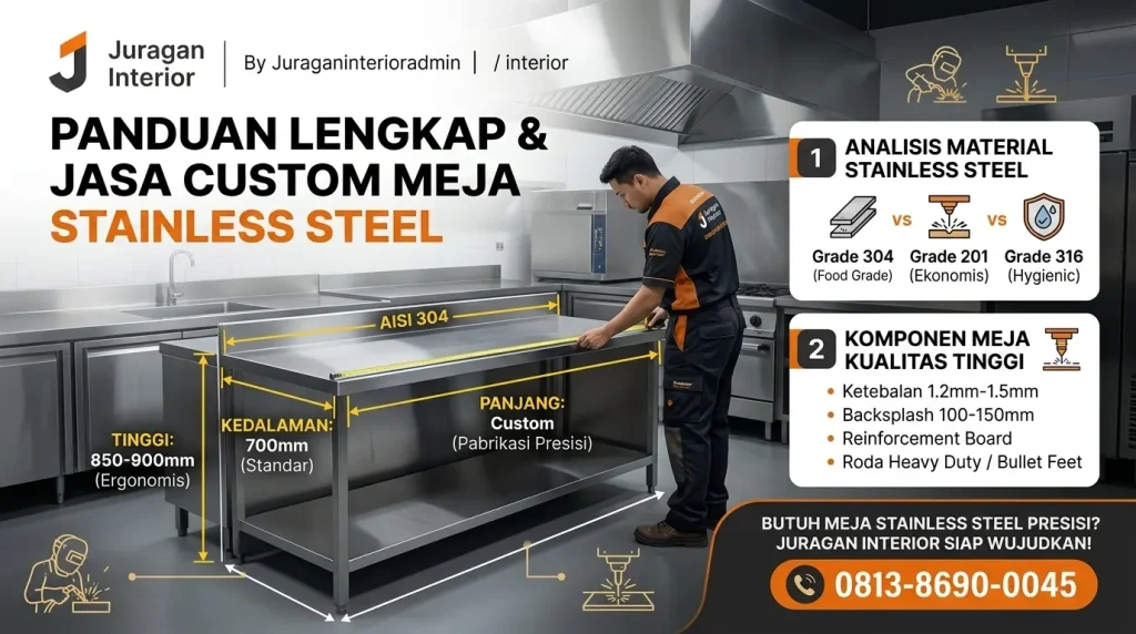 Ukuran Meja Stainless Steel & Model Custom | Jasa Buat